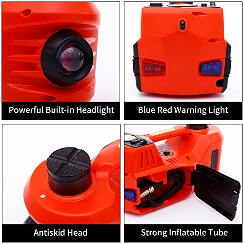 Electric Car Jack 5 Ton 12V Floor Jack Hydraulic Jack Stand Car Lift Jack with Integrated Tire Pump for SUV Truck Sedan Vehicle Roadside Emergency Tire Change