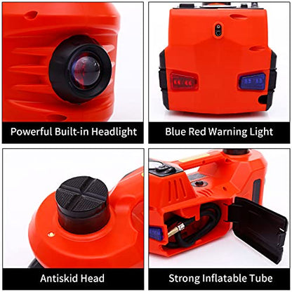 Electric Car Jack 5 Ton 12V Floor Jack Hydraulic Jack Stand Car Lift Jack with Integrated Tire Pump for SUV Truck Sedan Vehicle Roadside Emergency Tire Change