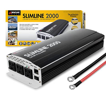 EL3724 2000W Slim Line AC to DC Power Inverter 2000W TrueRated Continuous 4500W Surge Power DC 12V to AC 110V Power Inverter with 3 AC Outlets and 2A USB Charging Port