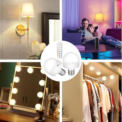 Dimmable Rechargeable Light Bulbs with Remote for Lamp Battery Bulbs (2 Count)