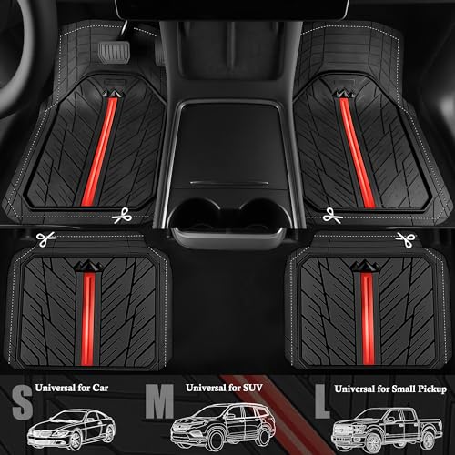 Metal Medium Rubber Floor Mats for Car Heavy Duty Car Mats All Weather (4 Count)