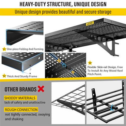 4 Pack 1.64x4ft Adjustable Garage Wall Shelving 1120lbs Load Capacity Heavy Duty Wall Mounted Storage Shelf Metal Floating Shelves for Garage (4 Count)