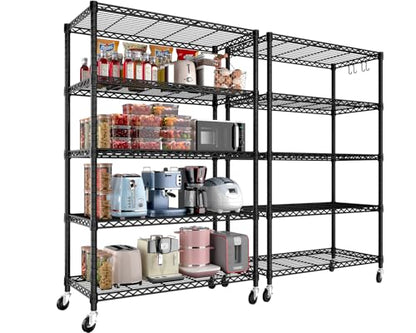 36"W x 16"D x 79"H Wire Shelving with Wheels (2 Count)