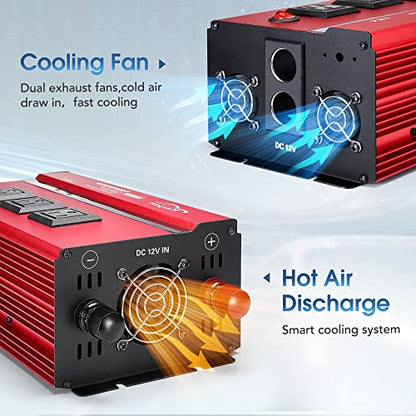 2000w 12v Car Power Inverters for Vehicles Truck with USB Charging Port