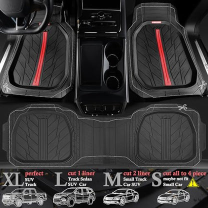 Tire Tread DeepDish Rubber Floor Mats for car Heavy Duty car mats All Weather (3 Count)