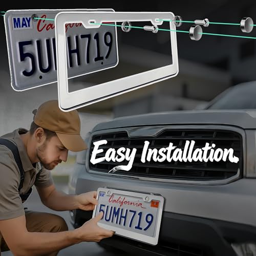 Premium Chrome License Plate Frames with 2 Anti
