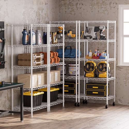 5 Small Wire Shelves Kitchen Pantry Close Home Organizers and Storage Bathroom Shelf Laundry Room Organization Adjustable Book Metal Garage Shelving Unit