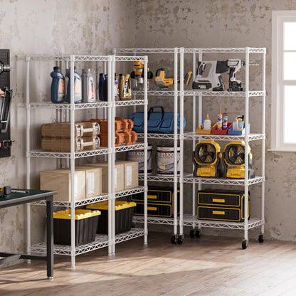 5 Small Wire Shelves Kitchen Pantry Close Home Organizers and Storage Bathroom Shelf Laundry Room Organization Adjustable Book Metal Garage Shelving Unit