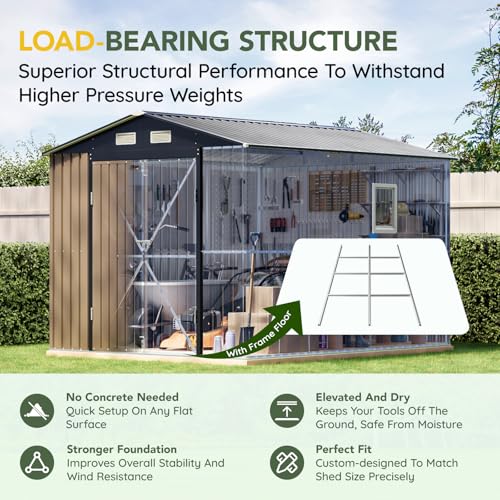 Outdoor Steel Storage Shed with Floor Frame
