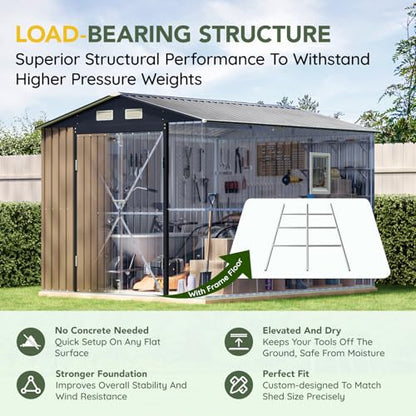 Outdoor Steel Storage Shed with Floor Frame