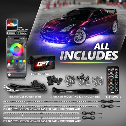 Aura Pro RGB Aluminum Car Underglow Kit with App & Remote Control (4 Count)