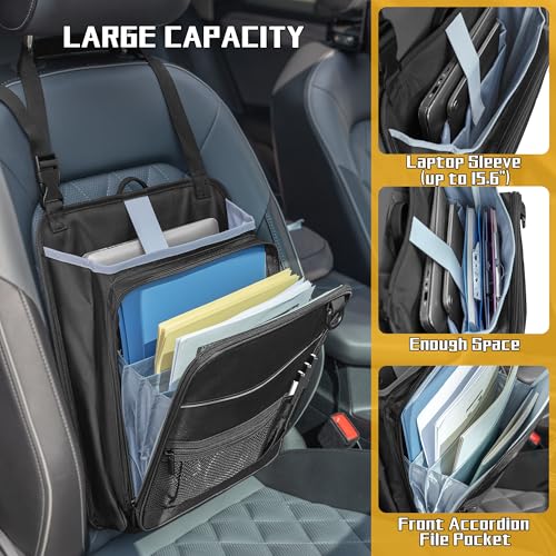 Car Front Seat Organizer with Accordion File Pocket