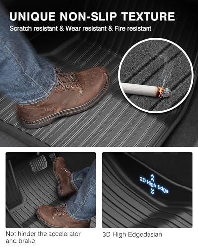 Floor Mats for 2024 2025 2026 Tesla Model 3 Highland 8 PCS Floor Cargo Liners Full Set All Weather TPE 3D 2 Row Liner Front Rear Storage Mat and Rear Seat Back Mats