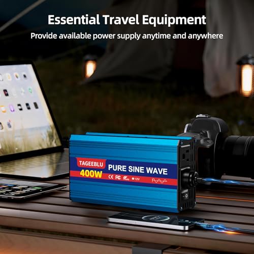 400W Pure Sine Wave Power Inverter 12V DC to 110V 120V AC for Vehicles