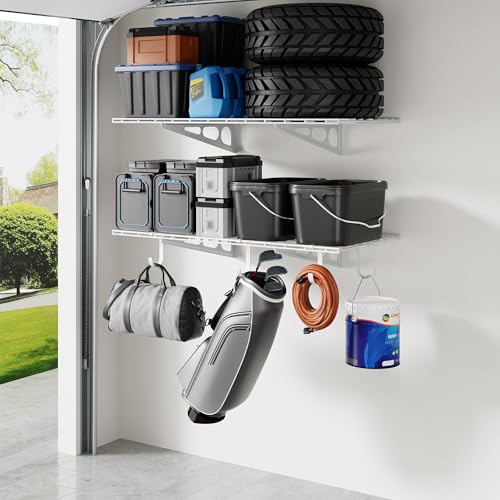 2 Pack 2x4ft Garage Shelving with Hooks (2 Count)