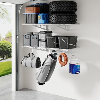 2 Pack 2x4ft Garage Shelving with Hooks (2 Count)