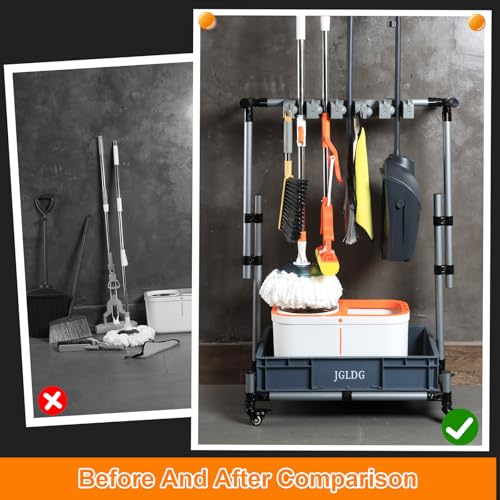 Freestanding Mobile Cleaning Tool Storage Rack