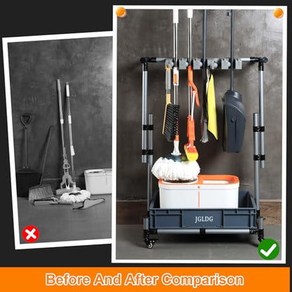 Freestanding Mobile Cleaning Tool Storage Rack