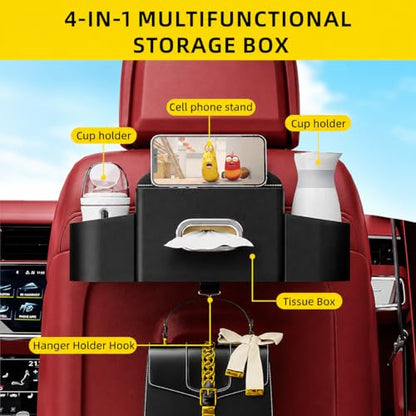 Back Seat Car Organizer with One Towel Leather Wood Materials