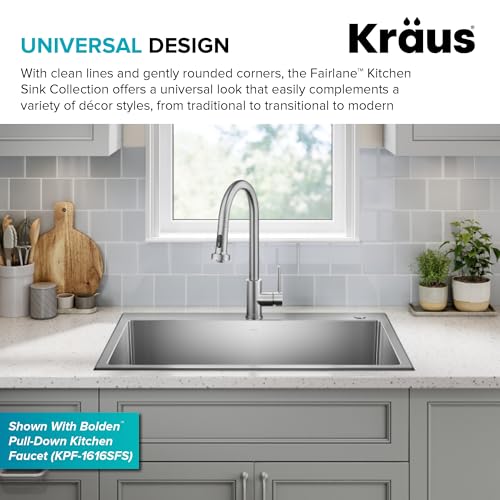 Stainless Steel 33 in 18 Gauge Drop In Kitchen Sink KHT640