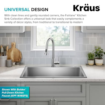 Stainless Steel 33 in 18 Gauge Drop In Kitchen Sink KHT640