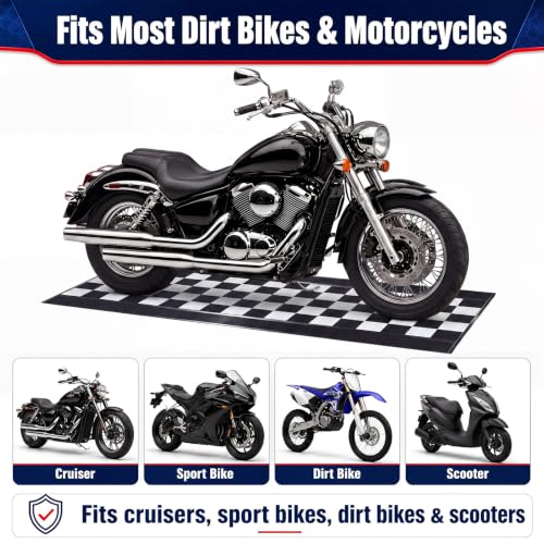 Motorcycle Mat Garage Floor Rug Washable Parking Mats for Garage Floors Non Slip Oil Absorbent Pad Rubber Backing Layer Protects Floor