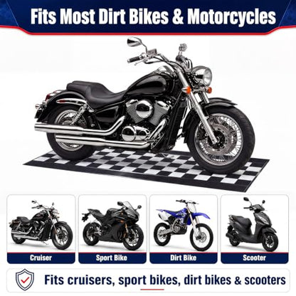 Motorcycle Mat Garage Floor Rug Washable Parking Mats for Garage Floors Non Slip Oil Absorbent Pad Rubber Backing Layer Protects Floor