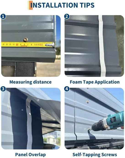 13x26 FT Heavy Duty Metal Carport Kit, Reinforced Frame with Anchors, for Trucks, Boats, RV, Tractor, 100MPH Wind & 35PSF Snow Rating, Easy Assembly