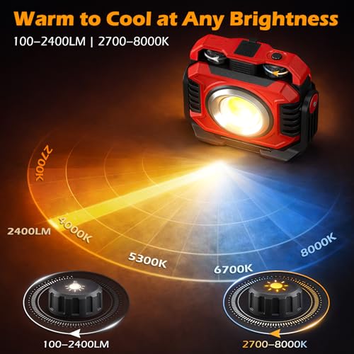 2 Pack 2400LM Magnetic Rechargeable Work Light (2 Count)