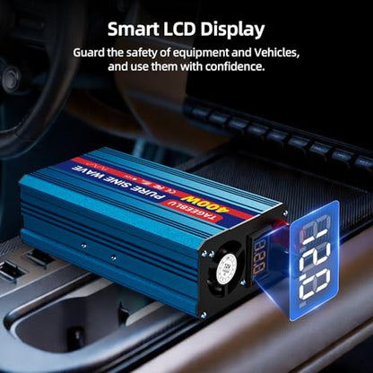 400W Pure Sine Wave Power Inverter 12V DC to 110V 120V AC for Vehicles