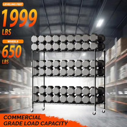 3 Tier Metal Storage Shelves 41''H Wire Shelving with Wheels for Storage Adjustable Heavy Duty Garage Shelving Storage Racks for Pantry Shelves Kitchen Office Garage