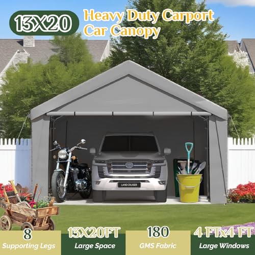 Carport 13x20 Ft Heavy Duty Carport with Roll