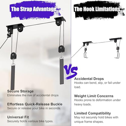 Bike Hoist Heavy Duty Ebike Pulley System for Garage Ceiling