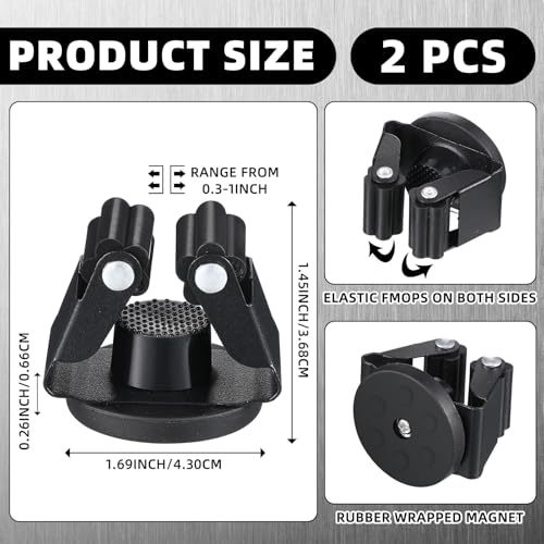 2 Pcs Magnetic Broom Holder Wall Mounted Anti Slip Rack (2 Count)