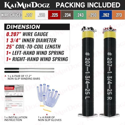 Pair of 1.75" Garage Door Torsion Springs Set with Non