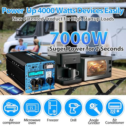 4000 Watt 24 V Pure Sine Wave Power Inverter 7000Watt Surge