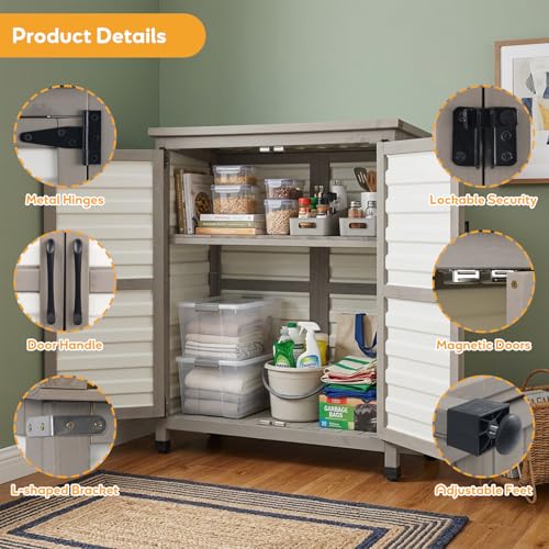 Outdoor Storage Cabinet with Lockable Doors
