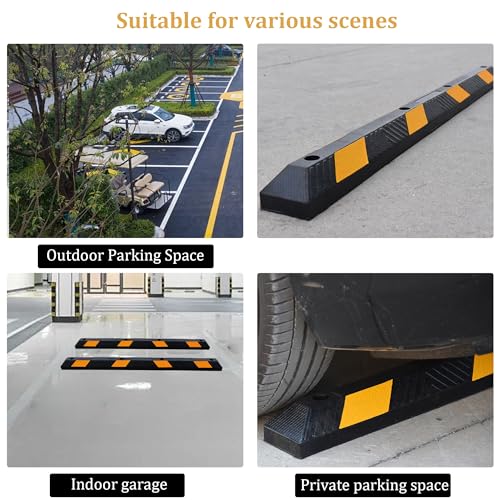 2 Pack 72" Rubber Parking Curbs with Bolts