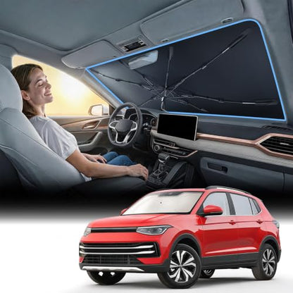 Vinyl Coating Heat Shield] Windshield Sun Shade Umbrella Custom for Volkswagen Taos