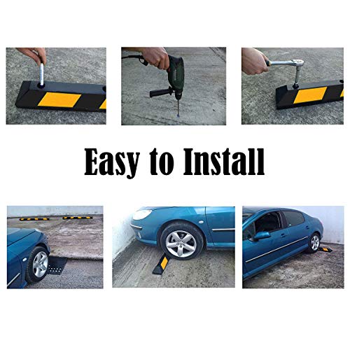 72" Rubber Parking Curb with Yellow Reflective Stripes