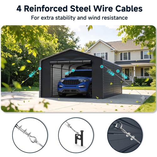 12x20 FT Metal Carport with Side Panels & PE Sidewalls