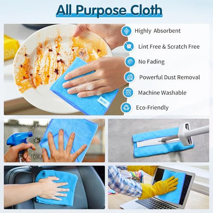 Blue Microfiber Cleaning Cloth (12 Count)