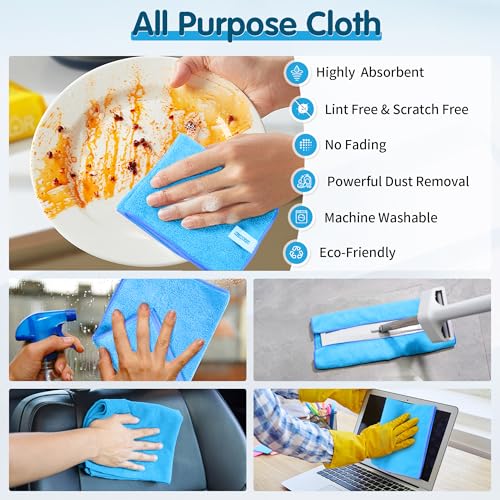 Blue Microfiber Cleaning Cloth (8 Count)