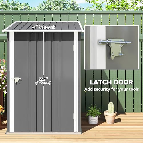 3.3' x 3.4' Outdoor Storage Shed Sloping Roof Lockable Door Gray