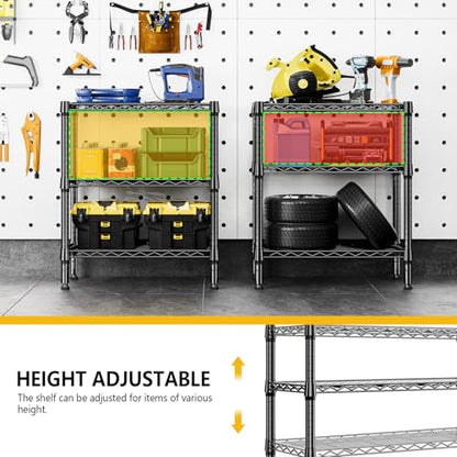 750 lbs 3 Tier Shelf Metal Storage Shelves Wire Rack Closet Organizers for Garage Kitchen Bathroom Laundry Black 11.8" D x 25.6" W x 31.5" H (3 Count)