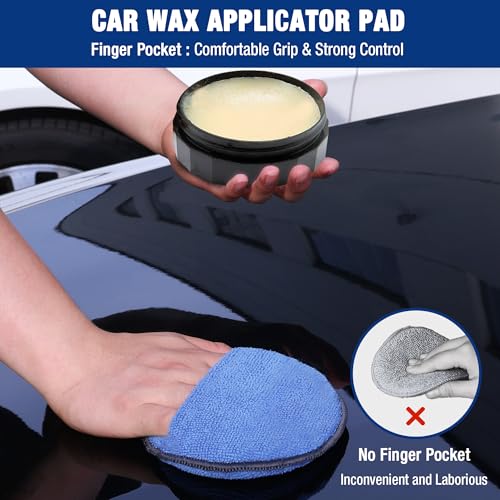 18 Pack Car Microfiber Wax Applicator Pads with Finger Pocket (18 Count)