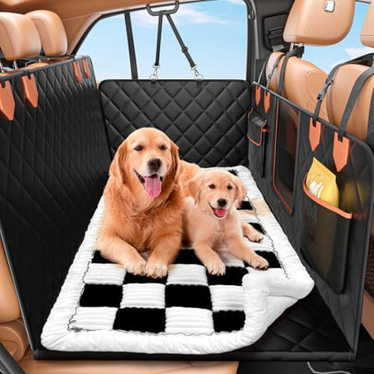 Hard Bottom Car Seat Cover for Dog swith Removable Soft Blankets