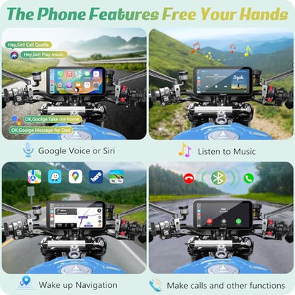 W603D 6.3" Motorcycle GPS Carplay Screen with 1080P Dual Cameras