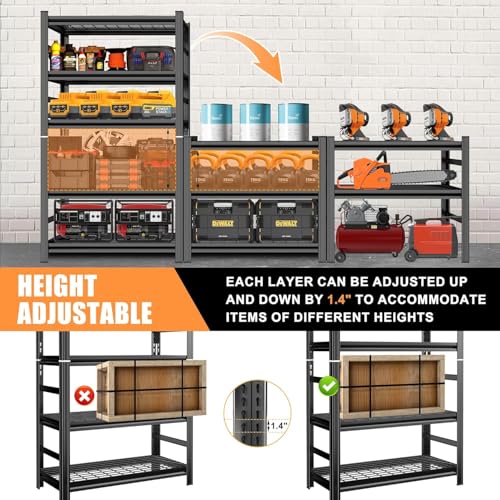 72" H X 48" W X 24" D Heavy Duty Garage Shelving Unit (5 Count)
