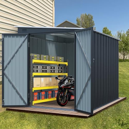 6x8FT Outdoor Storage Shed with Lockable Double Doors